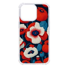 Red Poppies Flowers Art Nature Pattern Iphone 13 Pro Tpu Uv Print Case