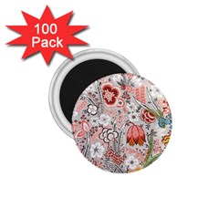 Vintage Floral Flower Art Nature Blooming Blossom Botanical Botany Pattern 1 75  Magnets (100 Pack) 