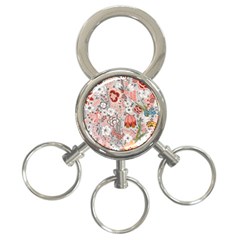 Vintage Floral Flower Art Nature Blooming Blossom Botanical Botany Pattern 3-ring Key Chain