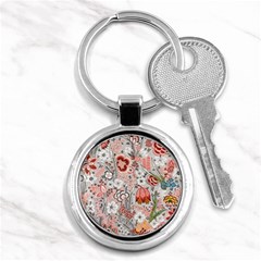 Vintage Floral Flower Art Nature Blooming Blossom Botanical Botany Pattern Key Chain (round)