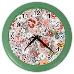 Vintage Floral Flower Art Nature Blooming Blossom Botanical Botany Pattern Color Wall Clock