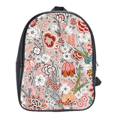 Vintage Floral Flower Art Nature Blooming Blossom Botanical Botany Pattern School Bag (xl)