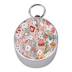 Vintage Floral Flower Art Nature Blooming Blossom Botanical Botany Pattern Mini Silver Compasses Front