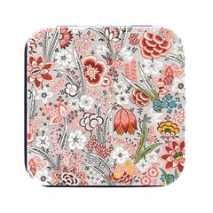 Vintage Floral Flower Art Nature Blooming Blossom Botanical Botany Pattern Square Metal Box (black)