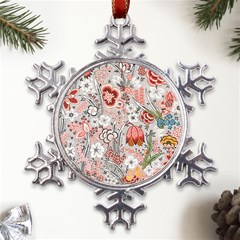 Vintage Floral Flower Art Nature Blooming Blossom Botanical Botany Pattern Metal Large Snowflake Ornament