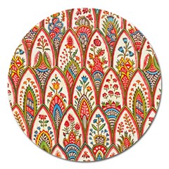 Vintage Pattern Fabric Floral Flowers European Nature Magnet 5  (round)