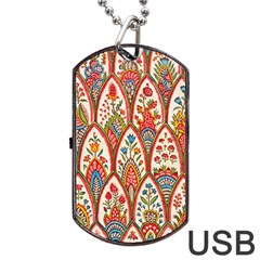 Vintage Pattern Fabric Floral Flowers European Nature Dog Tag Usb Flash (two Sides)