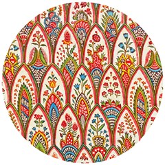 Vintage Pattern Fabric Floral Flowers European Nature Wooden Puzzle Round by Maspions