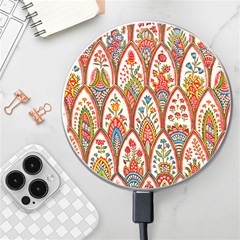 Vintage Pattern Fabric Floral Flowers European Nature Wireless Fast Charger(white) by Maspions