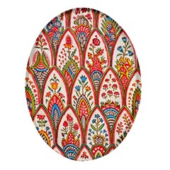 Vintage Pattern Fabric Floral Flowers European Nature Oval Glass Fridge Magnet (4 Pack)