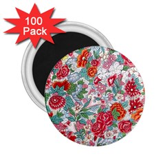 Flower Bloom Blossom Botanical Color Colorful Colour Element Digital Floral Floral Pattern 2 25  Magnets (100 Pack)  by Maspions