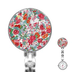 Flower Bloom Blossom Botanical Color Colorful Colour Element Digital Floral Floral Pattern Stainless Steel Nurses Watch by Maspions