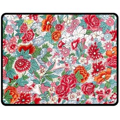 Flower Bloom Blossom Botanical Color Colorful Colour Element Digital Floral Floral Pattern Two Sides Fleece Blanket (medium) by Maspions