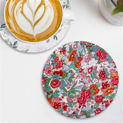 Flower Bloom Blossom Botanical Color Colorful Colour Element Digital Floral Floral Pattern Uv Print Round Tile Coaster by Maspions