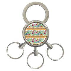 Flower Pattern Art Vintage Blooming Blossom Botanical Nature Famous 3-ring Key Chain