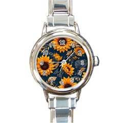 Flowers Pattern Spring Bloom Blossom Rose Nature Flora Floral Plant Round Italian Charm Watch