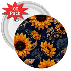 Flowers Pattern Spring Bloom Blossom Rose Nature Flora Floral Plant 3  Buttons (100 Pack) 