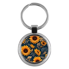 Flowers Pattern Spring Bloom Blossom Rose Nature Flora Floral Plant Key Chain (round) by Maspions