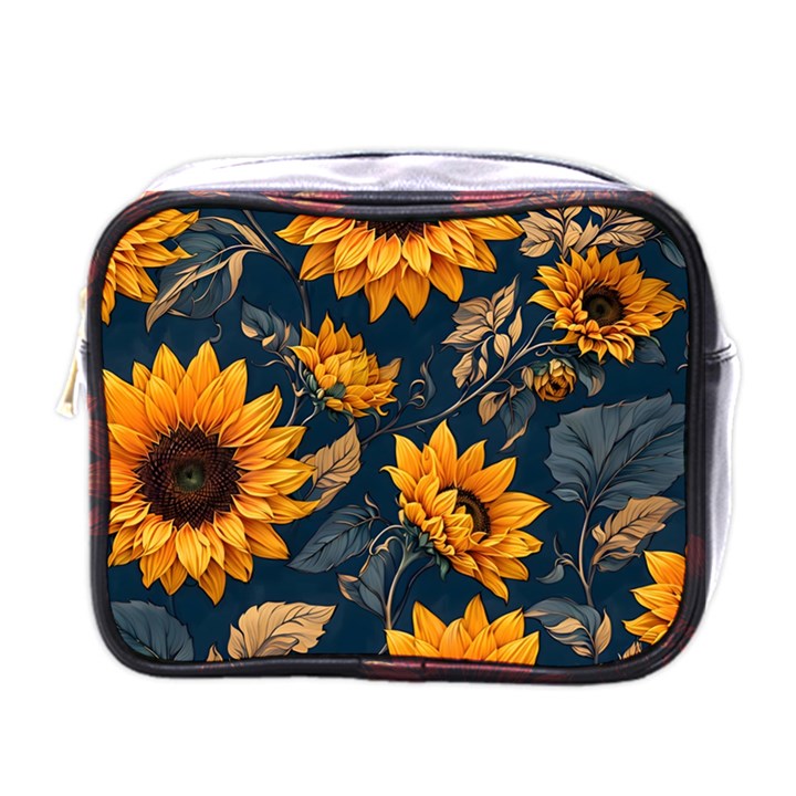 Flowers Pattern Spring Bloom Blossom Rose Nature Flora Floral Plant Mini Toiletries Bag (One Side)