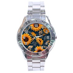 Flowers Pattern Spring Bloom Blossom Rose Nature Flora Floral Plant Stainless Steel Analogue Watch by Maspions