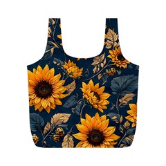 Flowers Pattern Spring Bloom Blossom Rose Nature Flora Floral Plant Full Print Recycle Bag (m)