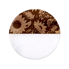 Flowers Pattern Spring Bloom Blossom Rose Nature Flora Floral Plant Classic Marble Wood Coaster (round) 