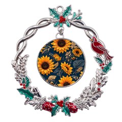 Flowers Pattern Spring Bloom Blossom Rose Nature Flora Floral Plant Metal X mas Wreath Holly Leaf Ornament