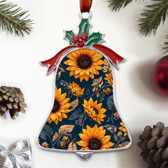 Flowers Pattern Spring Bloom Blossom Rose Nature Flora Floral Plant Metal Holly Leaf Bell Ornament