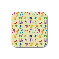 Seamless Pattern Musical Note Doodle Symbol Rubber Square Coaster (4 Pack) by Apen