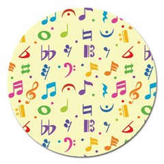 Seamless Pattern Musical Note Doodle Symbol Magnet 5  (round) by Apen