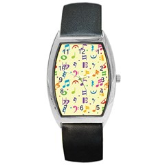 Seamless Pattern Musical Note Doodle Symbol Barrel Style Metal Watch by Apen