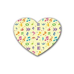 Seamless Pattern Musical Note Doodle Symbol Rubber Coaster (heart) by Apen