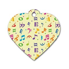 Seamless Pattern Musical Note Doodle Symbol Dog Tag Heart (one Side) by Apen