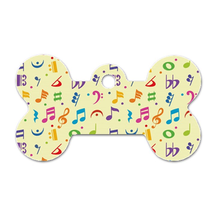 Seamless Pattern Musical Note Doodle Symbol Dog Tag Bone (Two Sides)