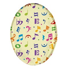 Seamless Pattern Musical Note Doodle Symbol Oval Glass Fridge Magnet (4 Pack) by Apen