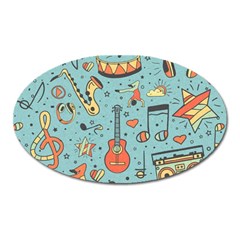 Seamless Pattern Musical Instruments Notes Headphones Player Oval Magnet by Apen