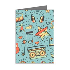 Seamless Pattern Musical Instruments Notes Headphones Player Mini Greeting Card by Apen