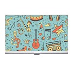 Seamless Pattern Musical Instruments Notes Headphones Player Business Card Holder Front