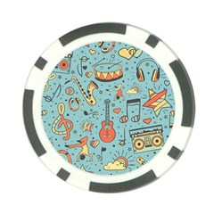 Seamless Pattern Musical Instruments Notes Headphones Player Poker Chip Card Guard by Apen