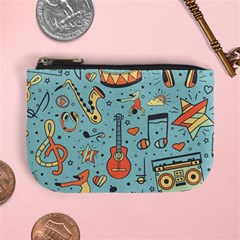 Seamless Pattern Musical Instruments Notes Headphones Player Mini Coin Purse by Apen