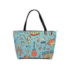 Seamless Pattern Musical Instruments Notes Headphones Player Classic Shoulder Handbag by Apen