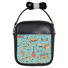 Seamless Pattern Musical Instruments Notes Headphones Player Girls Sling Bag by Apen