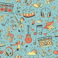 Seamless Pattern Musical Instruments Notes Headphones Player Play Mat (rectangle) by Apen