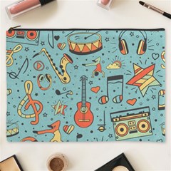 Seamless Pattern Musical Instruments Notes Headphones Player Cosmetic Bag (xxxl) by Apen