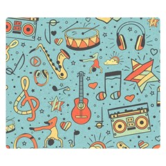 Seamless Pattern Musical Instruments Notes Headphones Player Premium Plush Fleece Blanket (small) by Apen