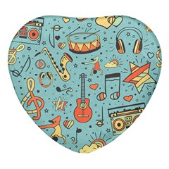 Seamless Pattern Musical Instruments Notes Headphones Player Heart Glass Fridge Magnet (4 Pack) by Apen