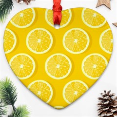 Lemon Fruits Slice Seamless Pattern Ornament (heart)