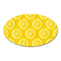 Lemon Fruits Slice Seamless Pattern Oval Magnet by Apen