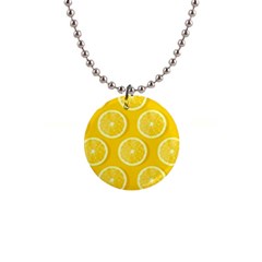 Lemon Fruits Slice Seamless Pattern 1  Button Necklace by Apen