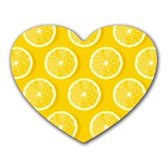 Lemon Fruits Slice Seamless Pattern Heart Mousepad by Apen